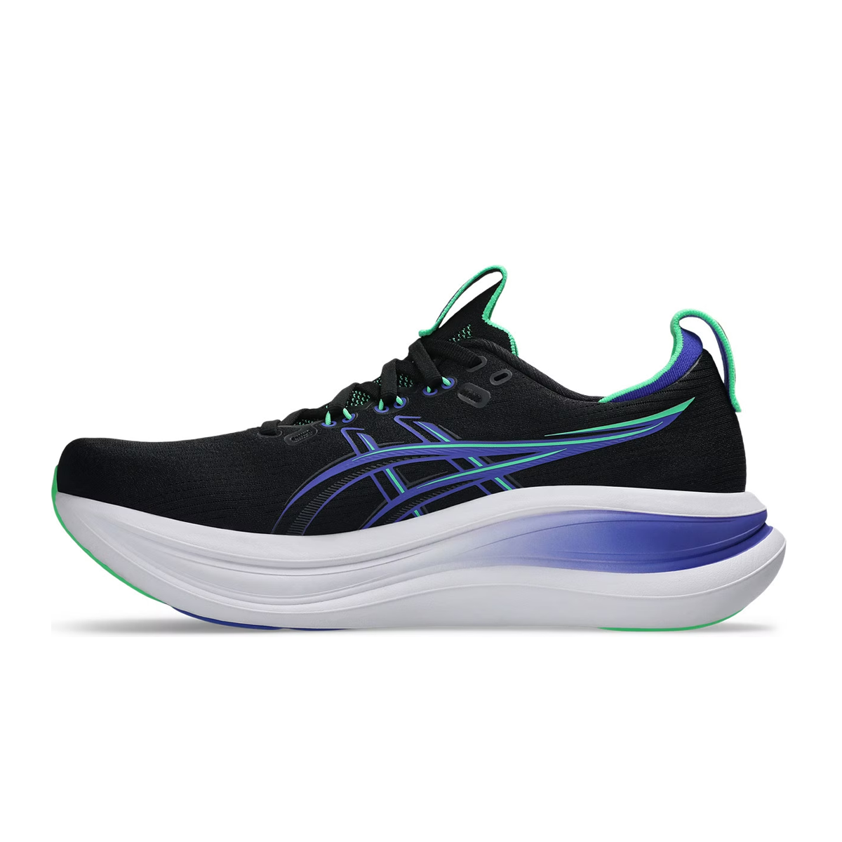 ASICS GEL NIMBUS 28 Black Blue and Green Colorway