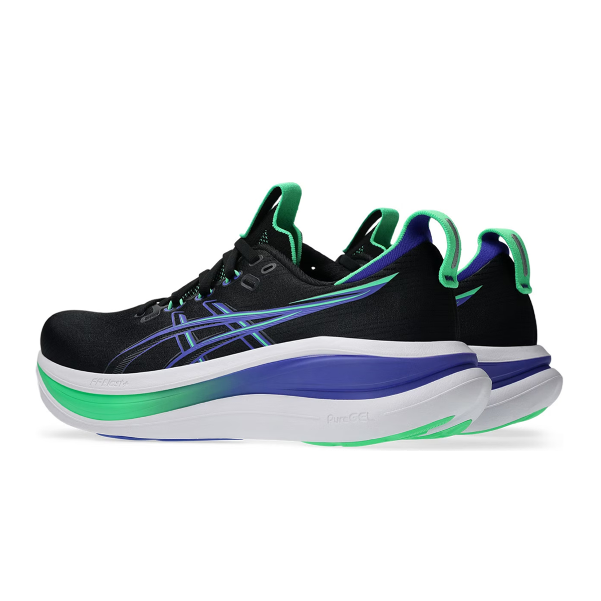 ASICS GEL NIMBUS 28 Black Blue and Green Colorway