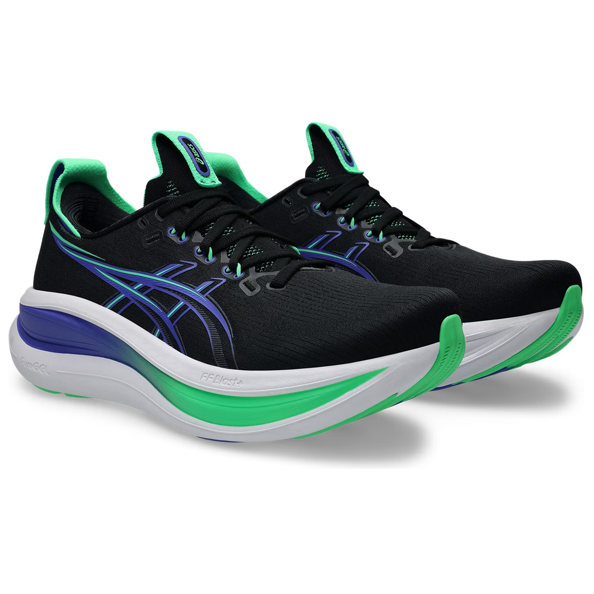 ASICS GEL NIMBUS 28 Black Blue and Green Colorway