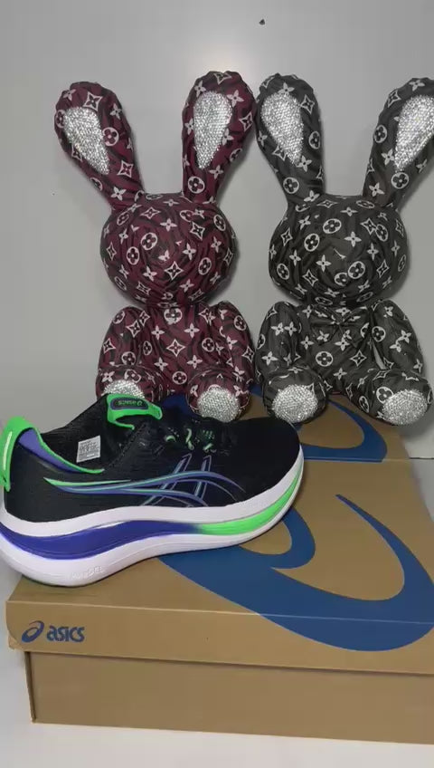 ASICS GEL NIMBUS 28 Black Blue and Green Colorway